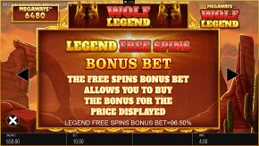 Wolf Legend Megaways Free Spins Bonus Bet