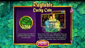 Well of Wishes paytable lucky coin