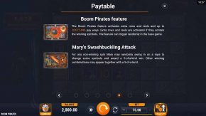Boom Pirates Paytable Feature rules