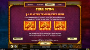 Dragon & Phoenix Paytable Free Spins